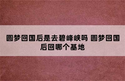 圆梦回国后是去碧峰峡吗 圆梦回国后回哪个基地